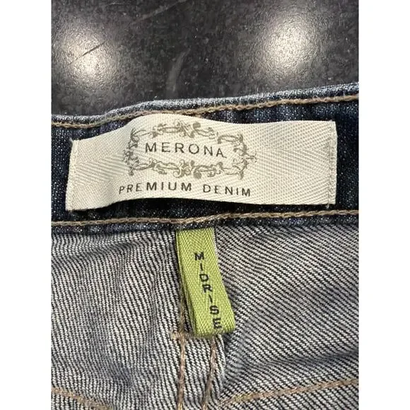 Merona Premium Denim Low Rise Cuffed Capri Jeans Size 8 Blue - Picture 3 of 7